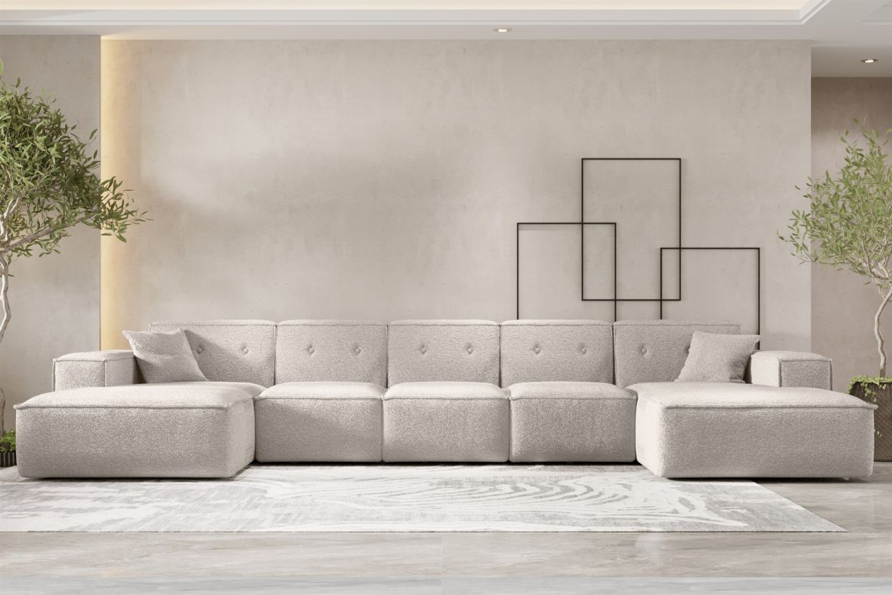 Wohnlandschaft Sofa U-Form CESINA XL in Stoff Ascot Bukla Creme Wohnlandschaft Sofa U-Form CESINA XL in Stoff Ascot Bukla Creme von Fun Möbel