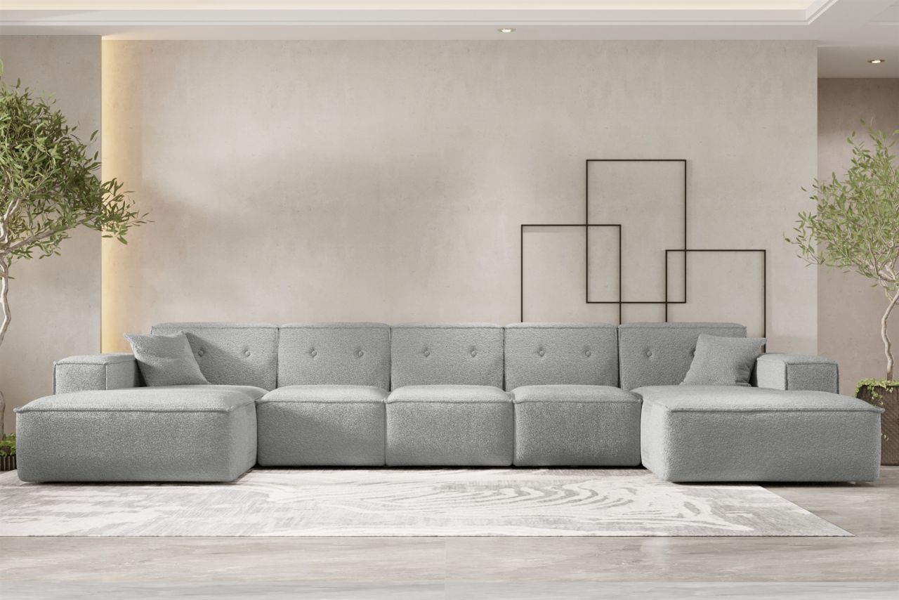 Wohnlandschaft Sofa U-Form CESINA XL in Stoff Ascot Bukla Grau Wohnlandschaft Sofa U-Form CESINA XL in Stoff Ascot Bukla Grau von Fun Möbel