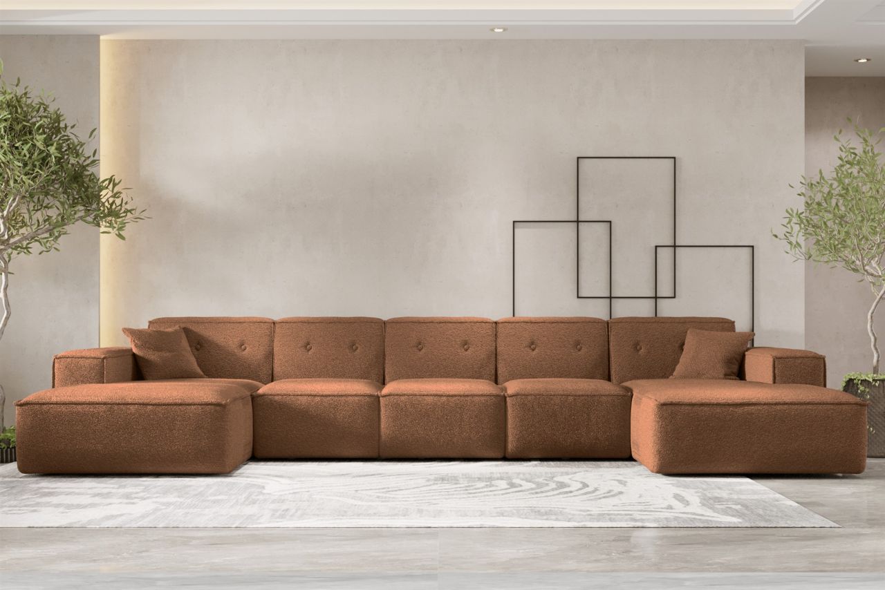 Wohnlandschaft Sofa U-Form CESINA XL in Stoff Ascot Bukla Rostbraun Wohnlandschaft Sofa U-Form CESINA XL in Stoff Ascot Bukla Rostbraun von Fun Möbel