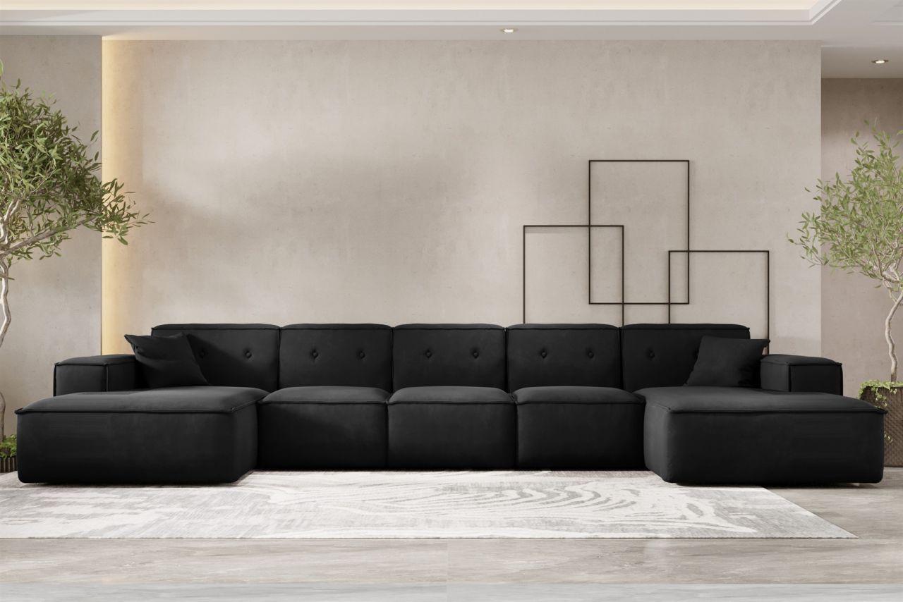 Wohnlandschaft Sofa U-Form CESINA XL in Stoff Opera Velvet Schwarz Wohnlandschaft Sofa U-Form CESINA XL in Stoff Opera Velvet Schwarz von Fun Möbel