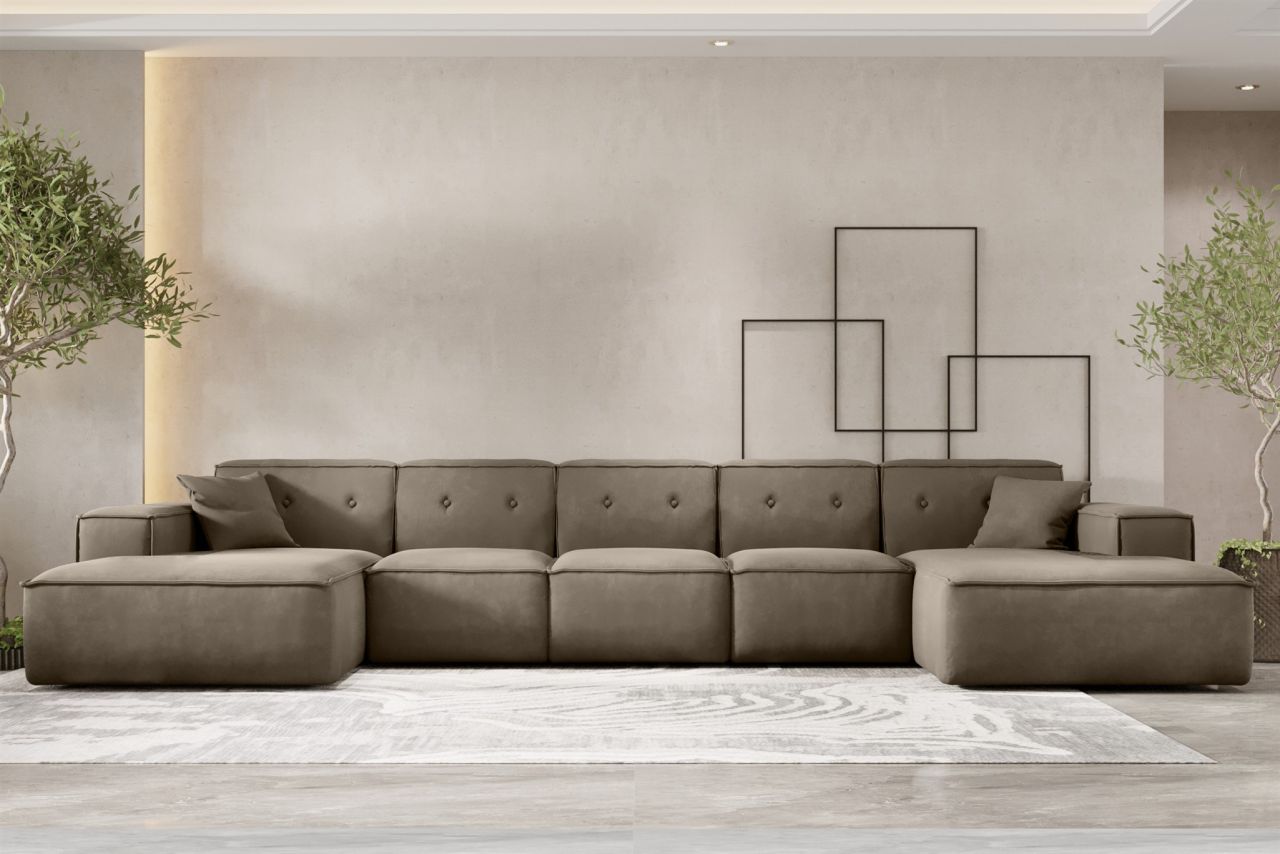 Wohnlandschaft Sofa U-Form CESINA XL in Stoff Opera Velvet Taupe Wohnlandschaft Sofa U-Form CESINA XL in Stoff Opera Velvet Taupe von Fun Möbel