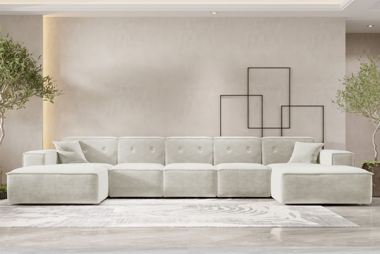 Wohnlandschaft Sofa U-Form CESINA XL in Stoff Perfect Harmony Cremeweiß Wohnlandschaft Sofa U-Form CESINA XL in Stoff Perfect Harmony Cremeweiß von Fun Möbel