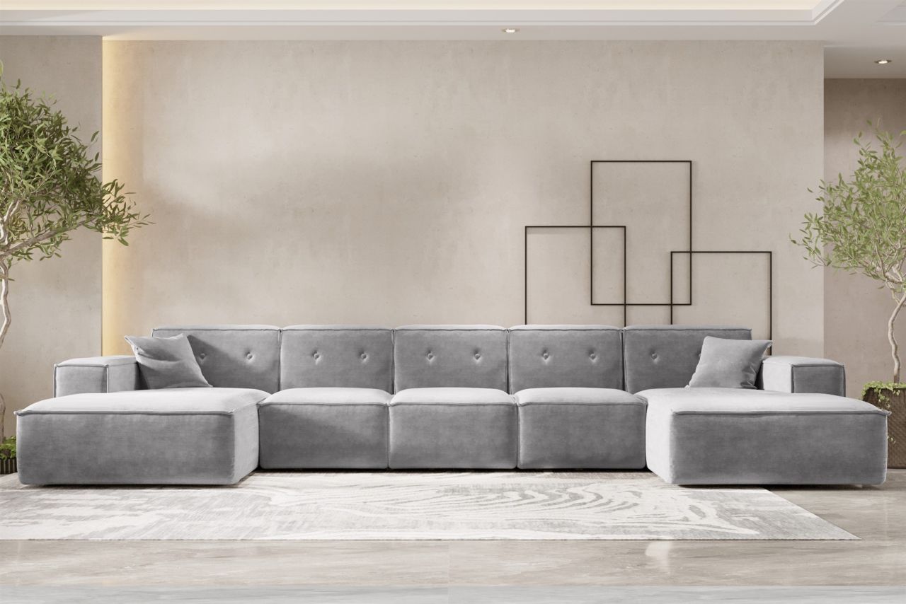 Wohnlandschaft Sofa U-Form CESINA XL in Stoff Perfect Harmony Grau Wohnlandschaft Sofa U-Form CESINA XL in Stoff Perfect Harmony Grau von Fun Möbel