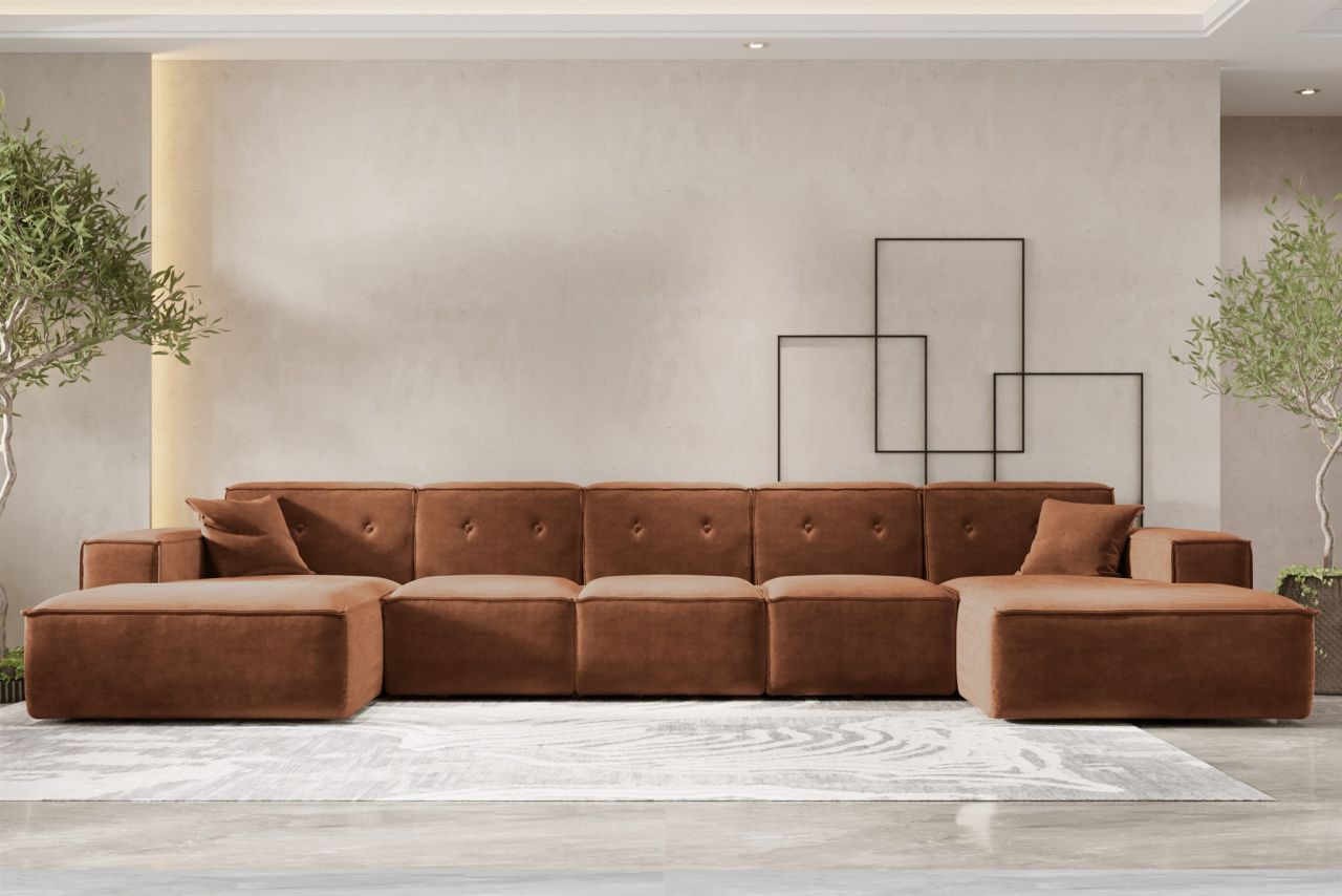 Wohnlandschaft Sofa U-Form CESINA XL in Stoff Perfect Harmony Rostbraun Wohnlandschaft Sofa U-Form CESINA XL in Stoff Perfect Harmony Rostbraun von Fun Möbel
