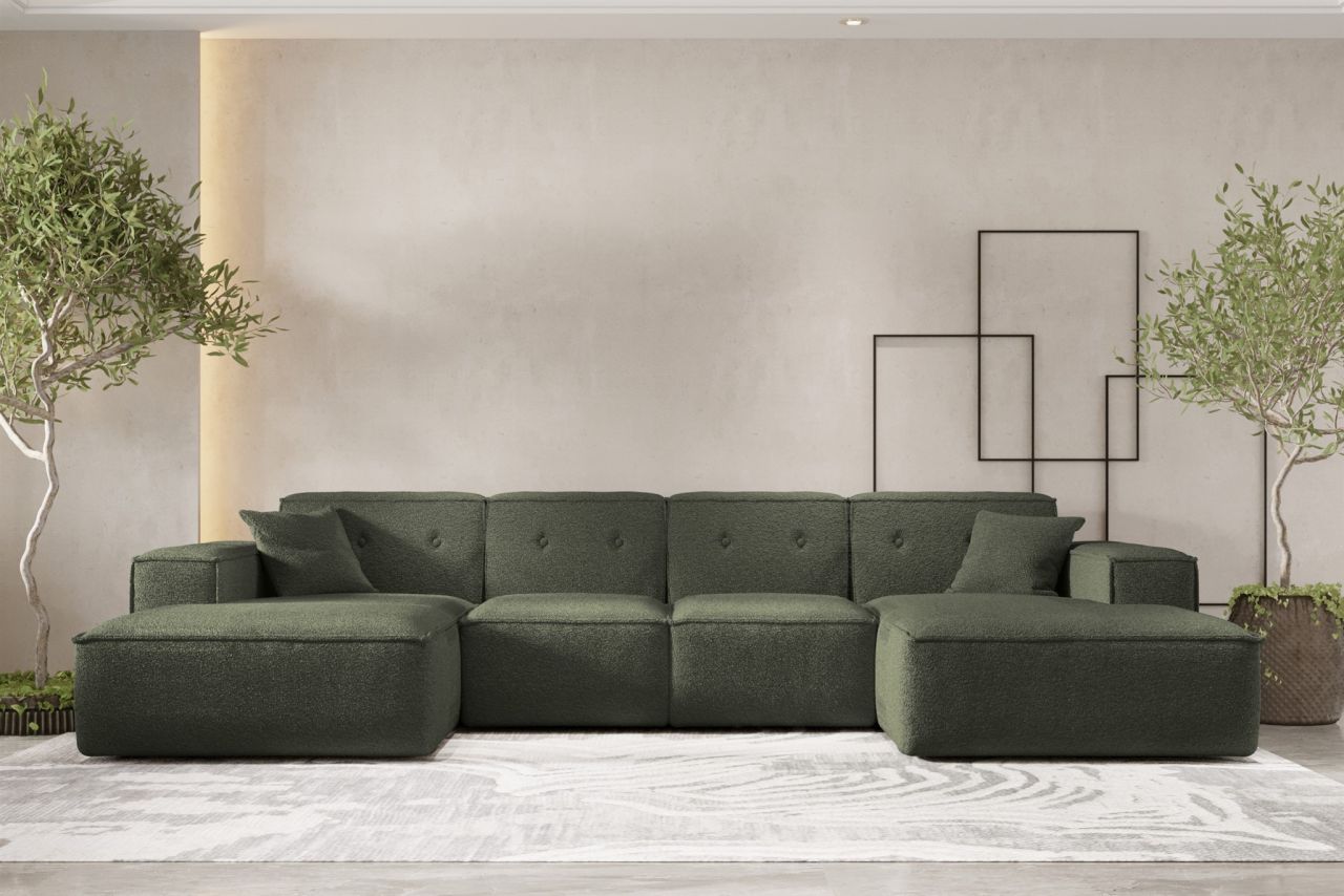 Wohnlandschaft Sofa U-Form CESINA in Stoff Ascot Bukla Winter Moss Wohnlandschaft Sofa U-Form CESINA in Stoff Ascot Bukla Winter Moss von Fun Möbel