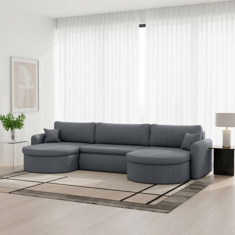 Wohnlandschaft Sofa mit Schlaffunktion FELIZ Stoff Poso Grau Wohnlandschaft Sofa mit Schlaffunktion FELIZ Stoff Poso Grau von Fun Möbel