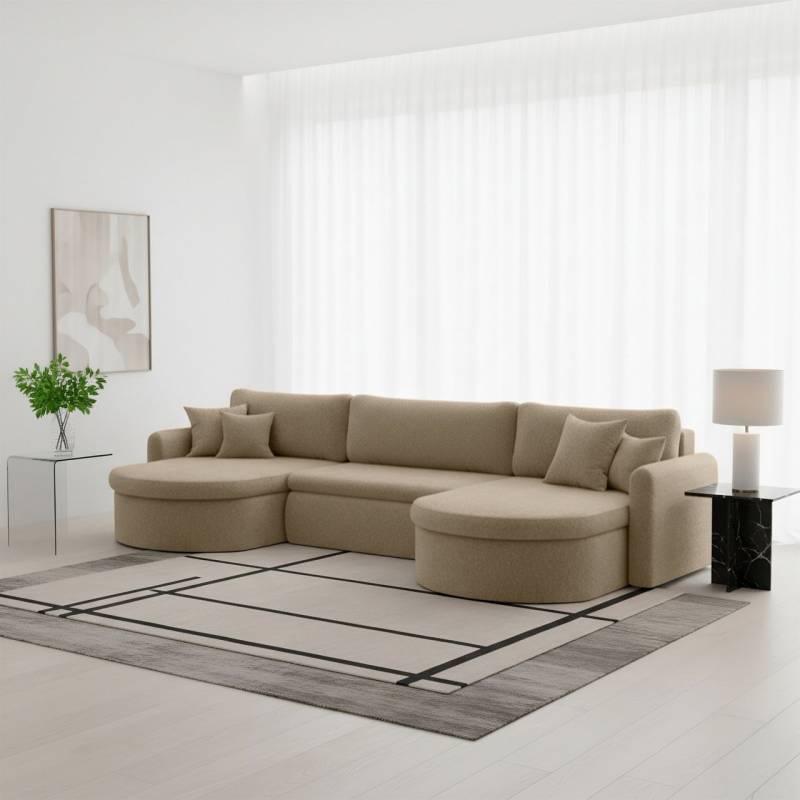 Wohnlandschaft Sofa mit Schlaffunktion FELIZ Stoff Quelle Beige Wohnlandschaft Sofa mit Schlaffunktion FELIZ Stoff Quelle Beige von Fun Möbel