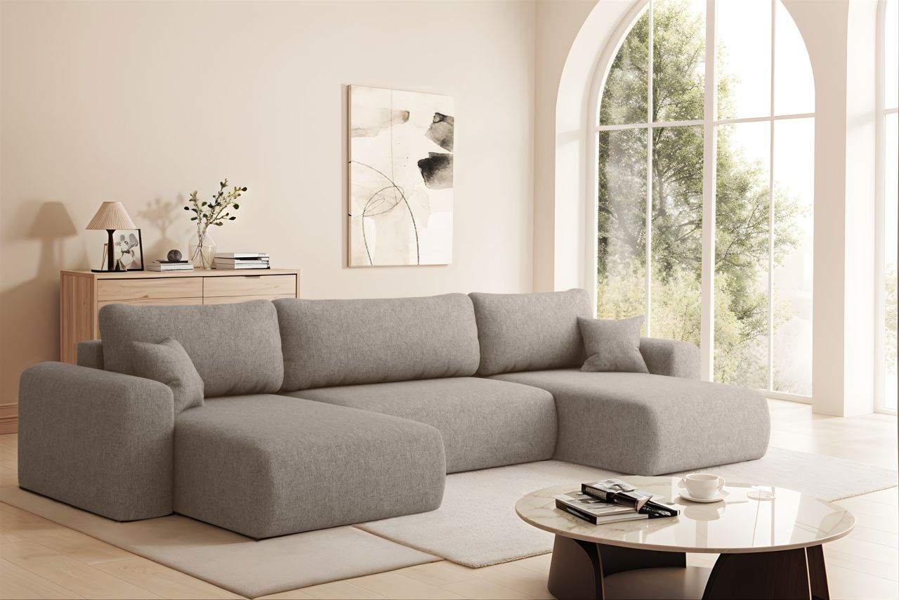 Wohnlandschaft Sofa mit Schlaffunktion FLORA Stoff Verita Dunkelbeige Wohnlandschaft Sofa mit Schlaffunktion FLORA Stoff Verita Dunkelbeige von Fun Möbel