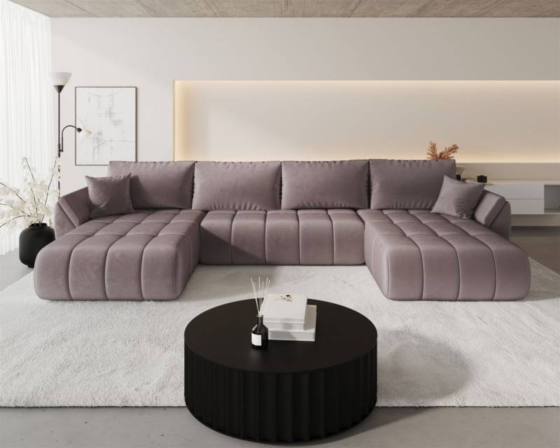 Wohnlandschaft Sofa mit Schlaffunktion MISATO Stoff Monolith Flieder Wohnlandschaft Sofa mit Schlaffunktion MISATO Stoff Monolith Flieder von Fun Möbel