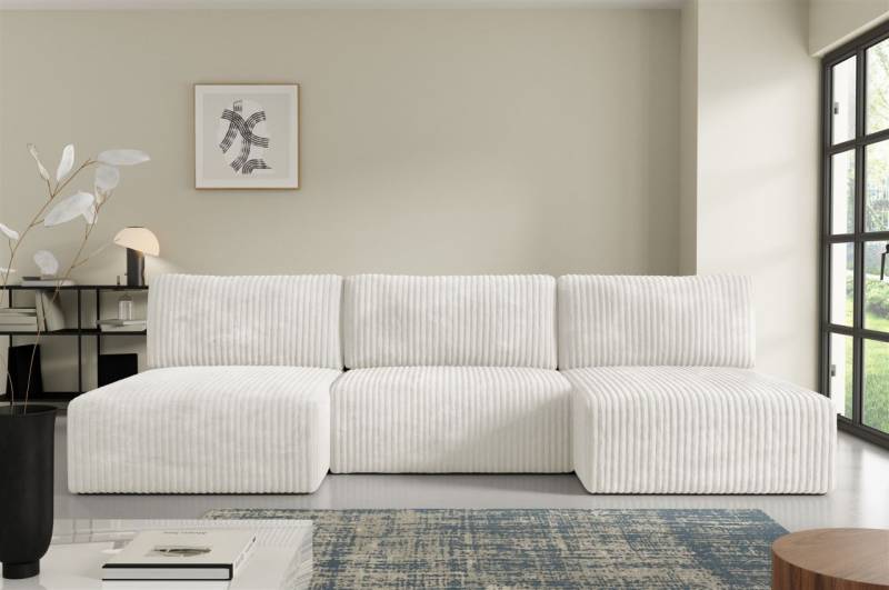 Wohnlandschaft Sofa mit Schlaffunktion NATALIA in Stoff Tilia Creme Wohnlandschaft Sofa mit Schlaffunktion NATALIA in Stoff Tilia Creme von Fun Möbel