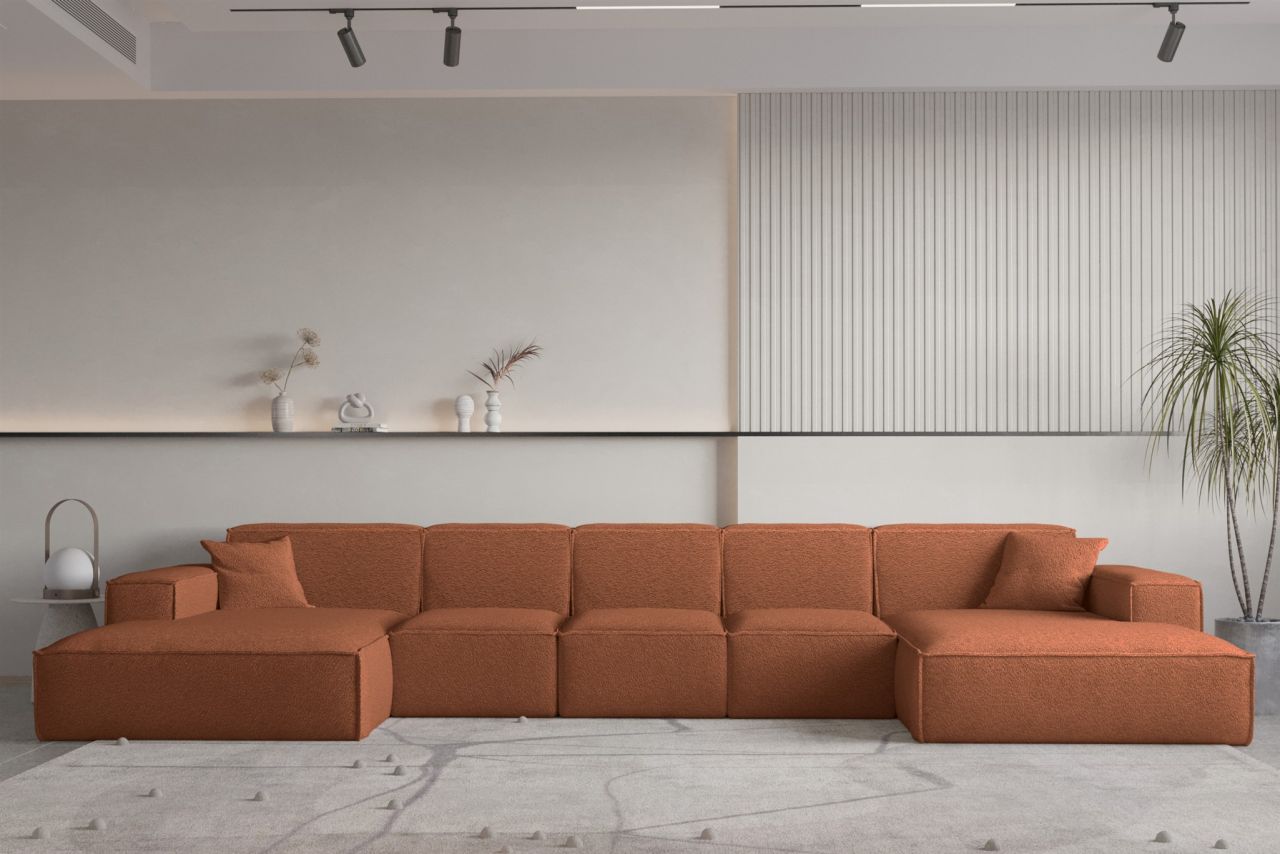 Wohnlandschaft U-Form CELES PREMIUM XL in Stoff Ascot Bukla Terracotta Wohnlandschaft U-Form CELES PREMIUM XL in Stoff Ascot Bukla Terracotta von Fun Moebel