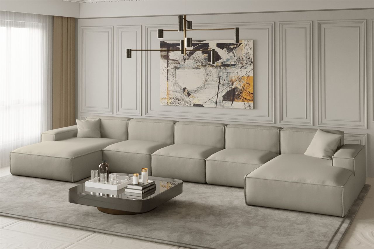 Wohnlandschaft U-Form CELES XL in Stoff Opera Velvet Beige Wohnlandschaft U-Form CELES XL in Stoff Opera Velvet Beige von Fun Moebel
