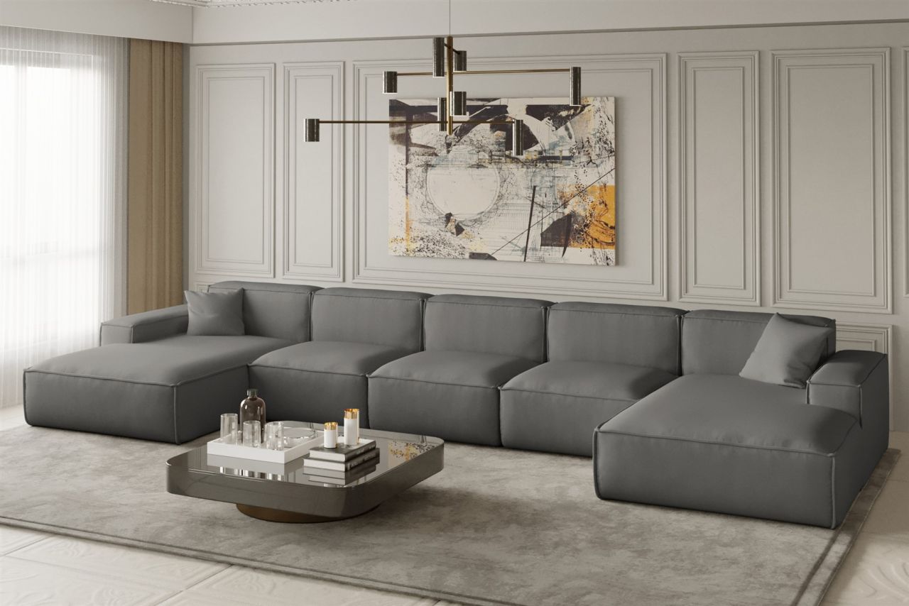 Wohnlandschaft U-Form CELES XL in Stoff Opera Velvet Graphitgrau Wohnlandschaft U-Form CELES XL in Stoff Opera Velvet Graphitgrau von Fun Moebel