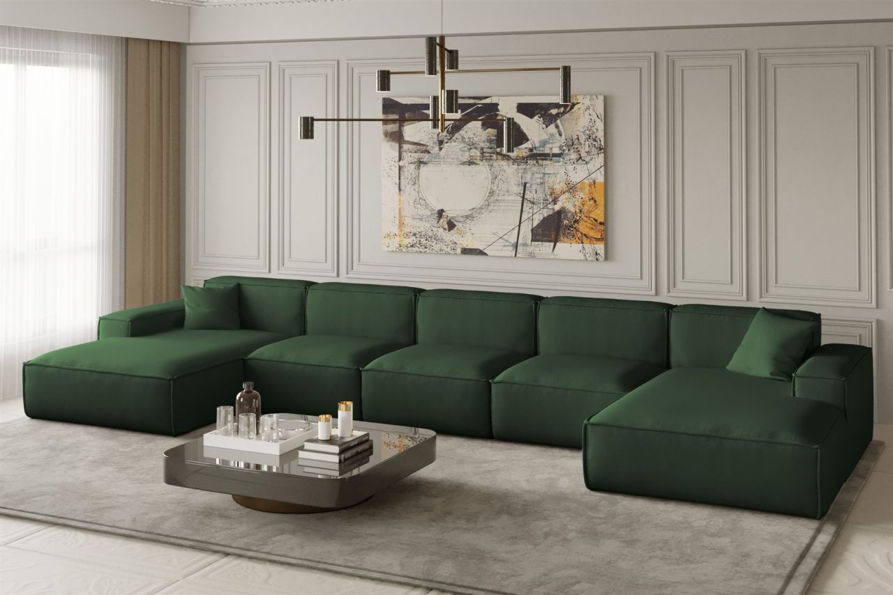 Wohnlandschaft U-Form CELES XL in Stoff Opera Velvet Grün Wohnlandschaft U-Form CELES XL in Stoff Opera Velvet Grün von Fun Moebel