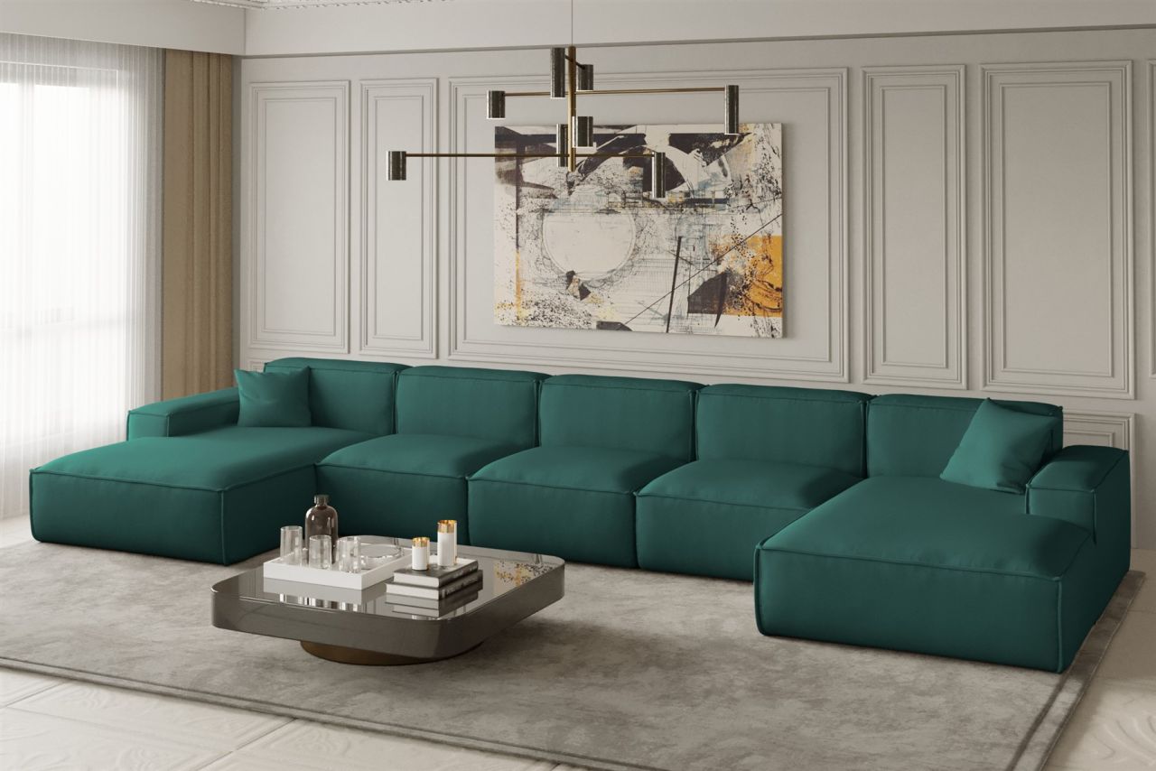 Wohnlandschaft U-Form CELES XL in Stoff Opera Velvet Petrol Wohnlandschaft U-Form CELES XL in Stoff Opera Velvet Petrol von Fun Moebel