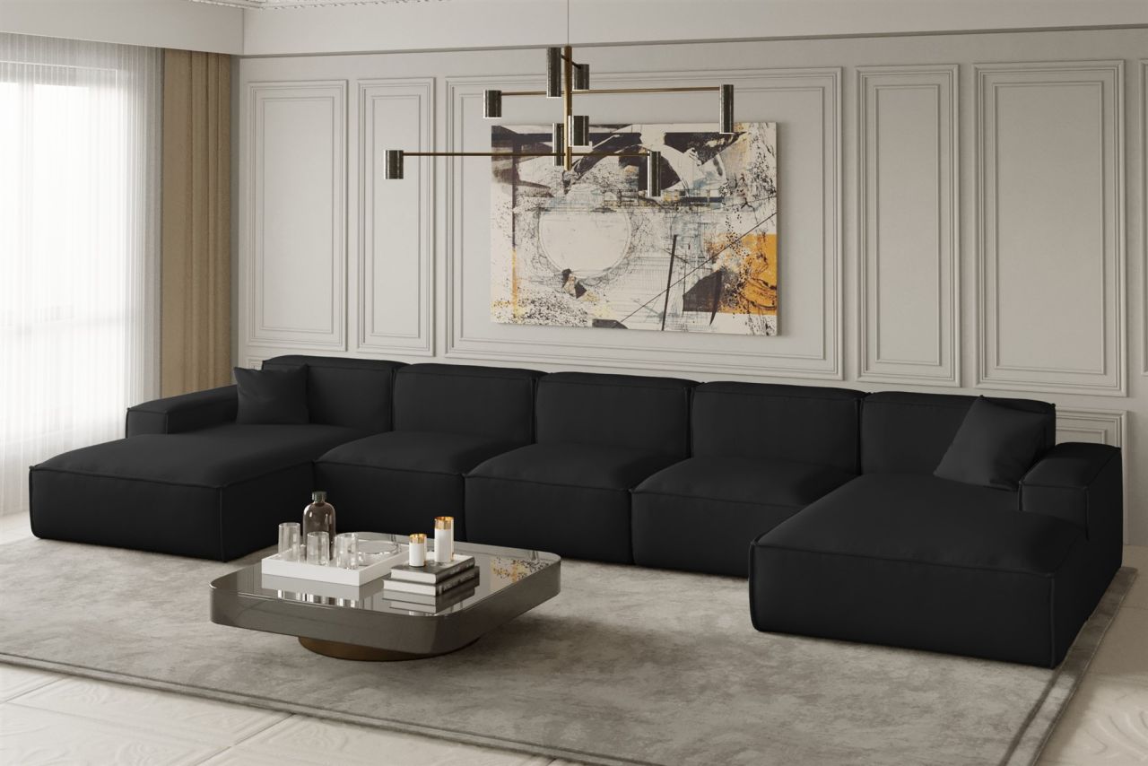 Wohnlandschaft U-Form CELES XL in Stoff Opera Velvet Schwarz Wohnlandschaft U-Form CELES XL in Stoff Opera Velvet Schwarz von Fun Moebel