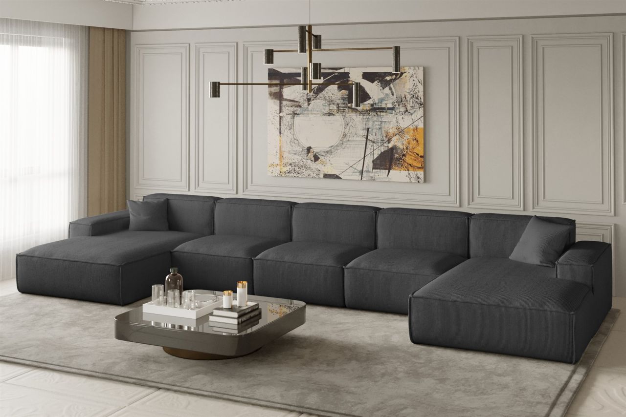 Wohnlandschaft U-Form CELES XL in Stoff Scala Anthrazit Wohnlandschaft U-Form CELES XL in Stoff Scala Anthrazit von Fun Moebel