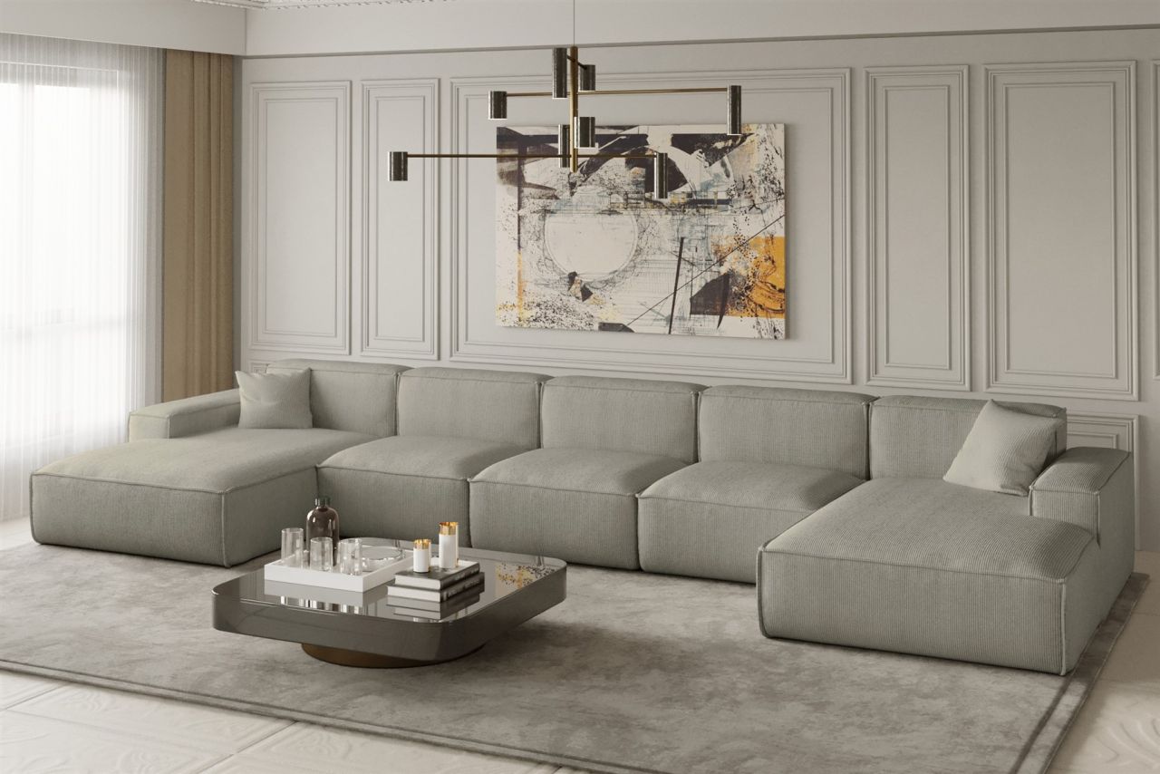 Wohnlandschaft U-Form CELES XL in Stoff Scala Beige Wohnlandschaft U-Form CELES XL in Stoff Scala Beige von Fun Moebel
