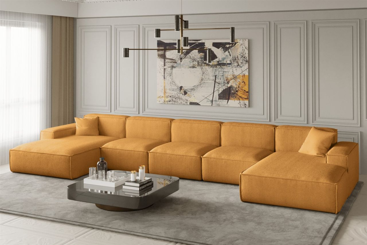 Wohnlandschaft U-Form CELES XL in Stoff Scala Gelb Wohnlandschaft U-Form CELES XL in Stoff Scala Gelb von Fun Moebel
