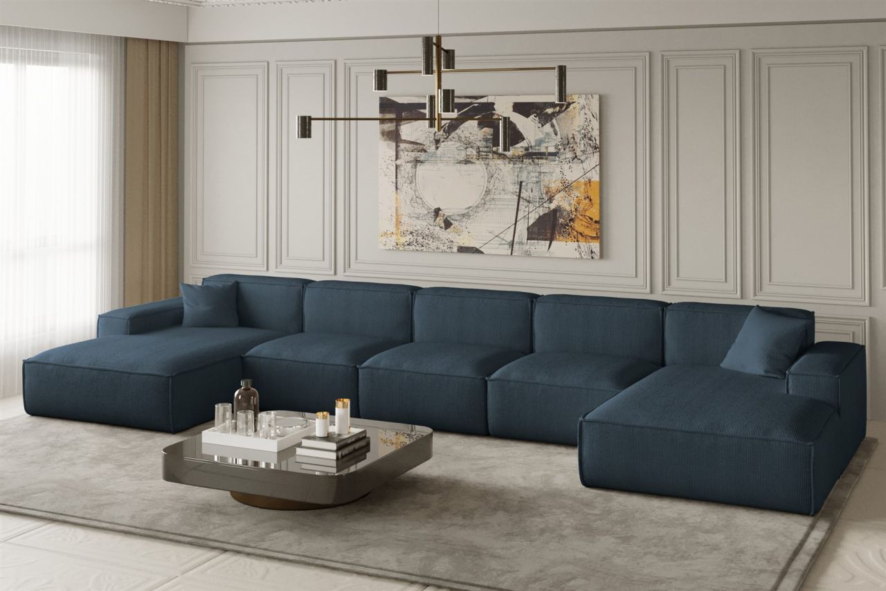 Wohnlandschaft U-Form CELES XL in Stoff Scala Ozeanblau Wohnlandschaft U-Form CELES XL in Stoff Scala Ozeanblau von Fun Moebel