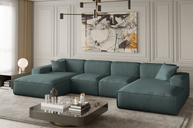 Wohnlandschaft U-Form CELES XS in Stoff Opera Velvet Saphir von Fun Moebel