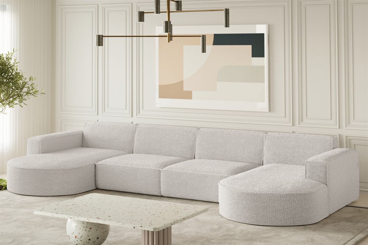Wohnlandschaft U-Form Sofa PALMA XL in Stoff Ascot Pearl Wohnlandschaft U-Form Sofa PALMA XL in Stoff Ascot Pearl von Fun Möbel