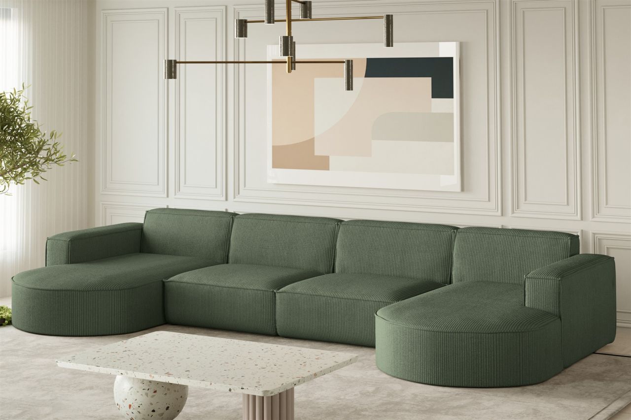 Wohnlandschaft U-Form Sofa PALMA XL in Stoff Scala Forest Wohnlandschaft U-Form Sofa PALMA XL in Stoff Scala Forest von Fun Möbel