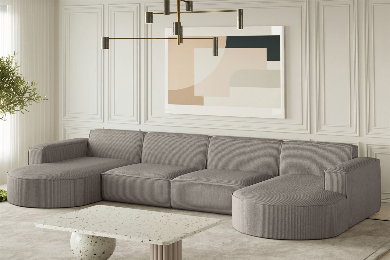Wohnlandschaft U-Form Sofa PALMA XL in Stoff Scala Grau Wohnlandschaft U-Form Sofa PALMA XL in Stoff Scala Grau von Fun Möbel