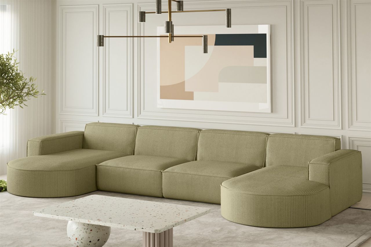 Wohnlandschaft U-Form Sofa PALMA XL in Stoff Scala Kiwi Wohnlandschaft U-Form Sofa PALMA XL in Stoff Scala Kiwi von Fun Möbel