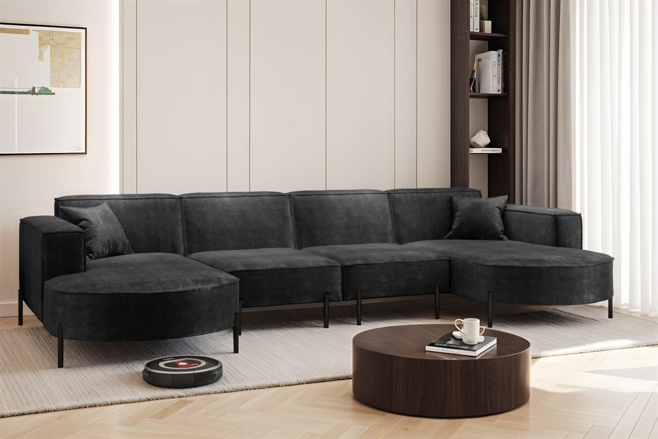 Wohnlandschaft U-Form Sofa VALENCIA XL in Stoff Noel Grafit Wohnlandschaft U-Form Sofa VALENCIA XL in Stoff Noel Grafit von Fun Möbel