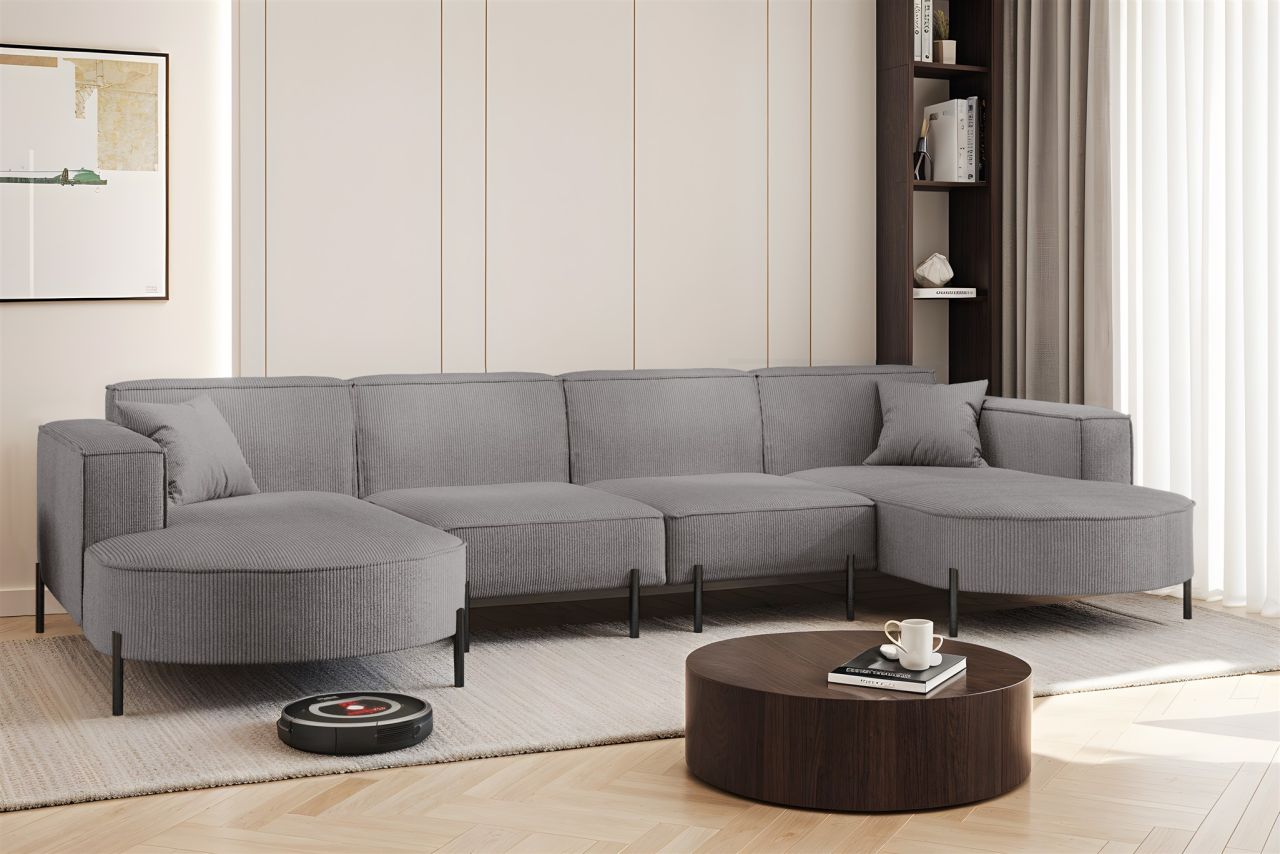 Wohnlandschaft U-Form Sofa VALENCIA XL in Stoff Scala Grau Wohnlandschaft U-Form Sofa VALENCIA XL in Stoff Scala Grau von Fun Möbel