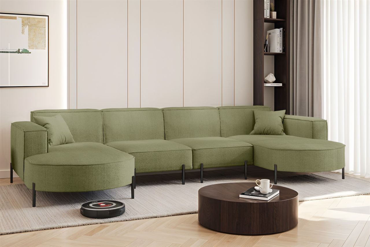 Wohnlandschaft U-Form Sofa VALENCIA XL in Stoff Scala Kiwi Wohnlandschaft U-Form Sofa VALENCIA XL in Stoff Scala Kiwi von Fun Möbel
