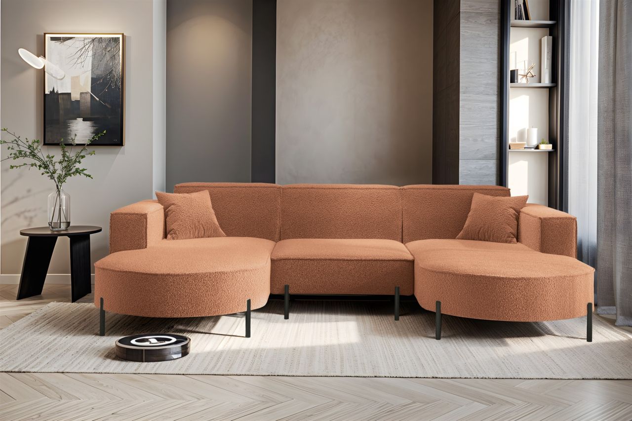 Wohnlandschaft U-Form Sofa VALENCIA in Stoff Quelle Ziegelbraun Wohnlandschaft U-Form Sofa VALENCIA in Stoff Quelle Ziegelbraun von Fun Möbel