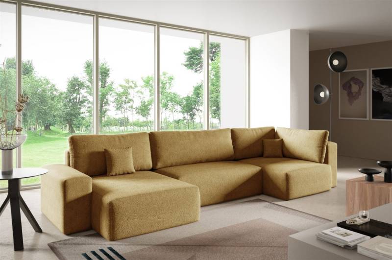 Wohnlandschaft mit Schlaffunktion ARONA XL Stoff Centaur Honiggelb Ottomane L... Wohnlandschaft mit Schlaffunktion ARONA XL Stoff Centaur Honiggelb Ottomane L... von Fun Möbel