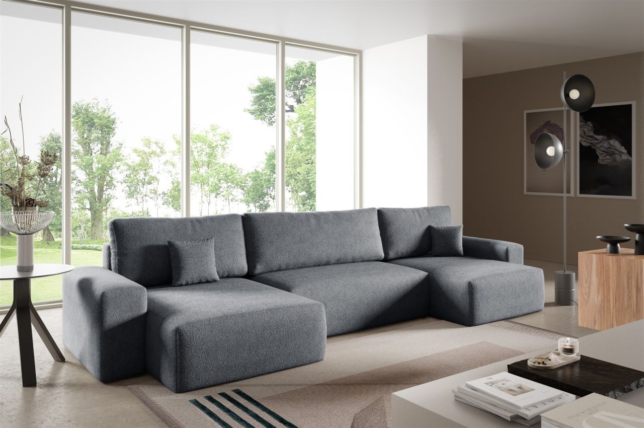 Wohnlandschaft mit Schlaffunktion ARONA in Stoff Centaur Dunkelgrau Wohnlandschaft mit Schlaffunktion ARONA in Stoff Centaur Dunkelgrau von Fun Möbel