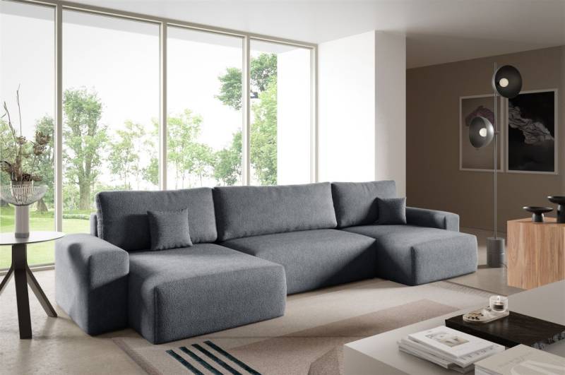 Wohnlandschaft mit Schlaffunktion ARONA in Stoff Centaur Dunkelgrau Wohnlandschaft mit Schlaffunktion ARONA in Stoff Centaur Dunkelgrau von Fun Möbel
