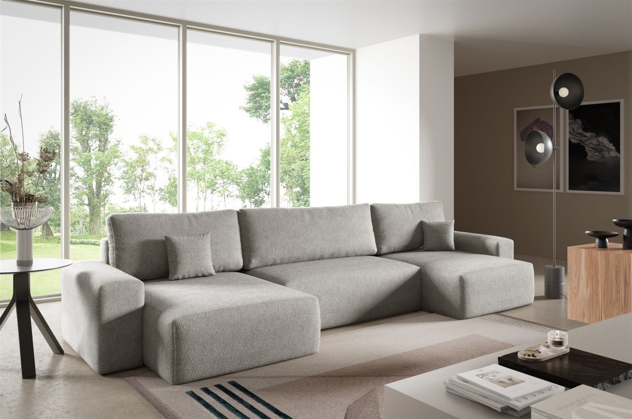 Wohnlandschaft mit Schlaffunktion ARONA in Stoff Centaur Graubeige Wohnlandschaft mit Schlaffunktion ARONA in Stoff Centaur Graubeige von Fun Möbel