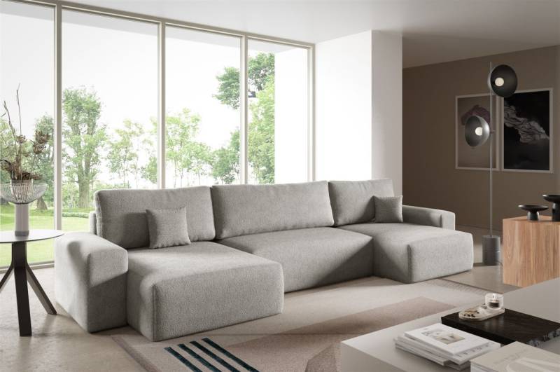 Wohnlandschaft mit Schlaffunktion ARONA in Stoff Centaur Graubeige Wohnlandschaft mit Schlaffunktion ARONA in Stoff Centaur Graubeige von Fun Möbel