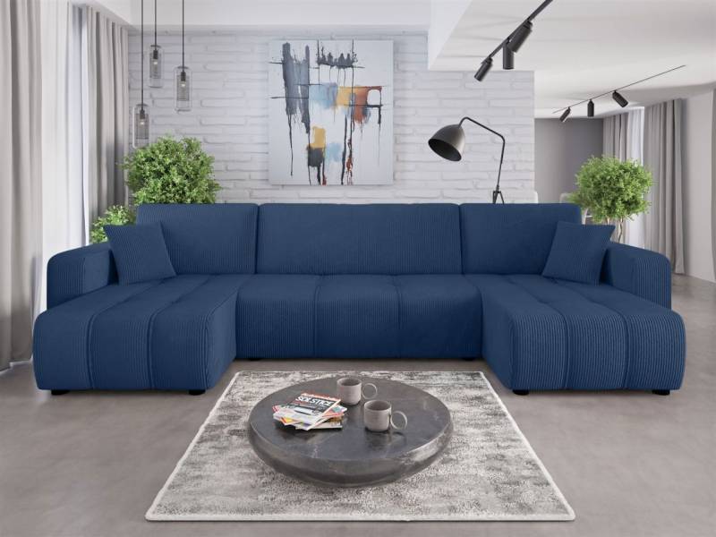 Wohnlandschaft mit Schlaffunktion DAGNY Sofa U-Form in Stoff Poso Blau Wohnlandschaft mit Schlaffunktion DAGNY Sofa U-Form in Stoff Poso Blau von Fun Möbel