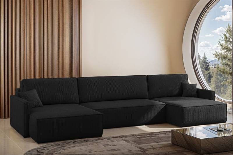 Wohnlandschaft mit Schlaffunktion Sofa LOUIS Stoff Scala Dunkelanthrazit Wohnlandschaft mit Schlaffunktion Sofa LOUIS Stoff Scala Dunkelanthrazit von Fun Moebel