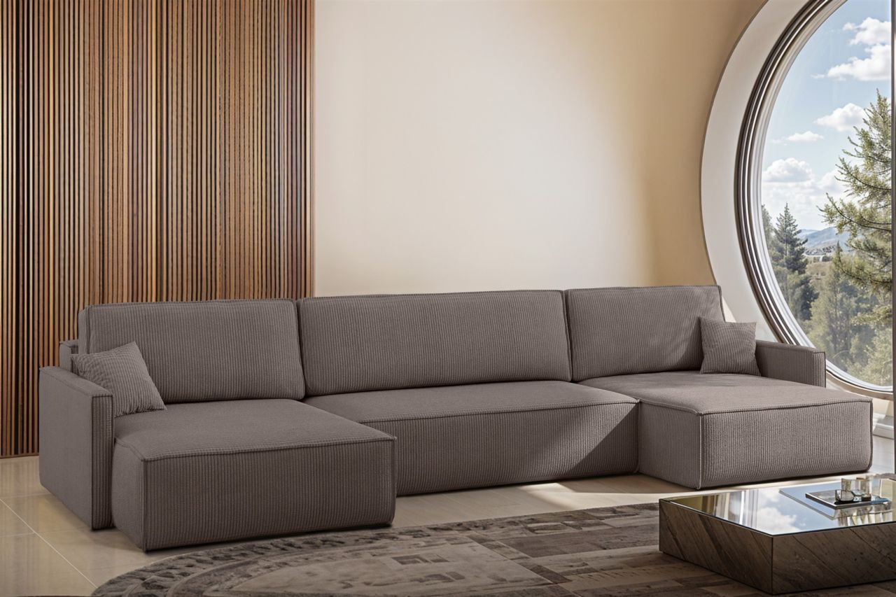 Wohnlandschaft mit Schlaffunktion Sofa LOUIS Stoff Scala Taupe Wohnlandschaft mit Schlaffunktion Sofa LOUIS Stoff Scala Taupe von Fun Moebel