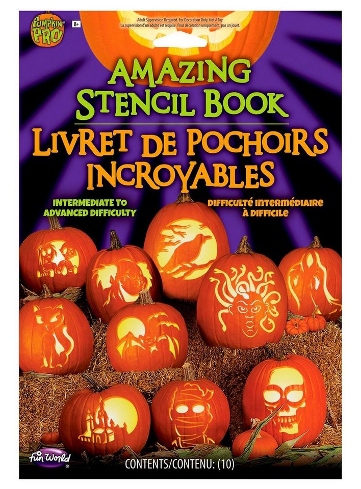Fun World Dekoobjekt Faszinierende Halloween Kürbis-Schnitzschablonen von Fun World