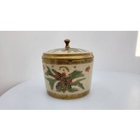 Vintage Messing Emaille Runde Weihnachten Themed Deckel Trinket Schale/Messing Dose von Fun2CollectTreasures