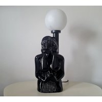Vintage Art Deco Keramik Dame Figur Akzent Lampe von FunAntic