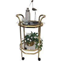 Vintage Hollywood Regency Achteckiger Bartisch Aus Messing Mit Rauchigen Gläsern Und Abnehmbarem Tablett von FunAntic