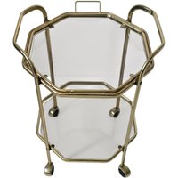 Vintage Hollywood Regency Moderner Messing & Glas Barwagen Mit Abnehmbaren Tablett Mid Century Räder von FunAntic