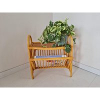 Vintage Mid Century Bambus Rattan Magazinhalter 80Er von FunAntic