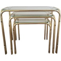 Vintage Mid Century Modern Chrom Und Glas Satztisch 3Er Set von FunAntic