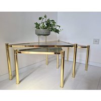 Vintage Mid Century Modern Chrom Und Glas Satztisch 3Er Set Vintage Mid Century Modern Chrom Und Glas Satztisch 3Er Set von FunAntic