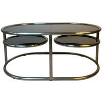 Vintage Mid Century Modern Coffee Metall Und Rauchglas Tisch Mit Drehbaren Runden Regalen von FunAntic